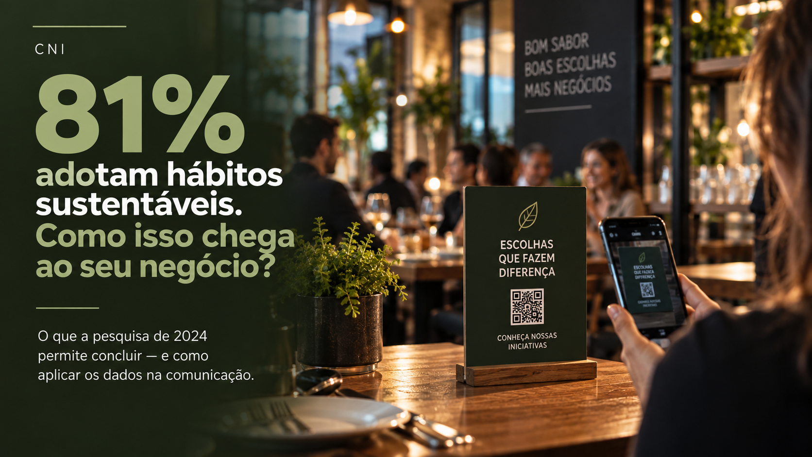 Pesquisa CNI: 81% adotam hábitos sustentáveis e suas implicações para os negócios — ilustração gerada por IA